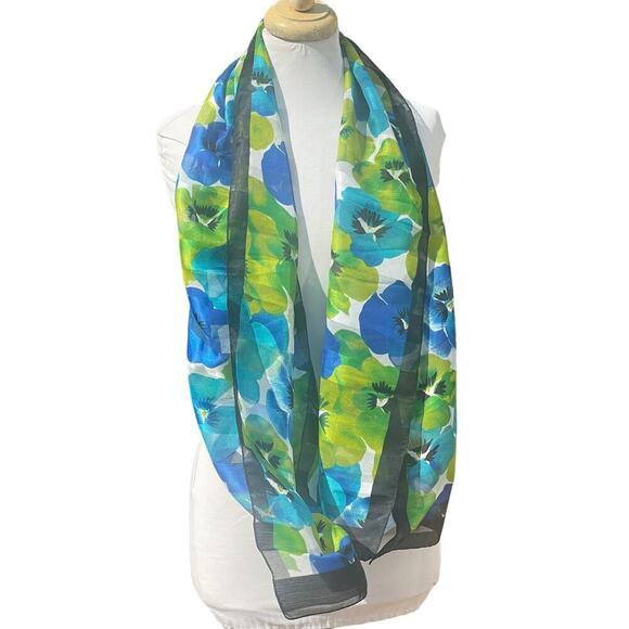 Jennifer Moore Blue Floral Scarf - Picture 2 of 11